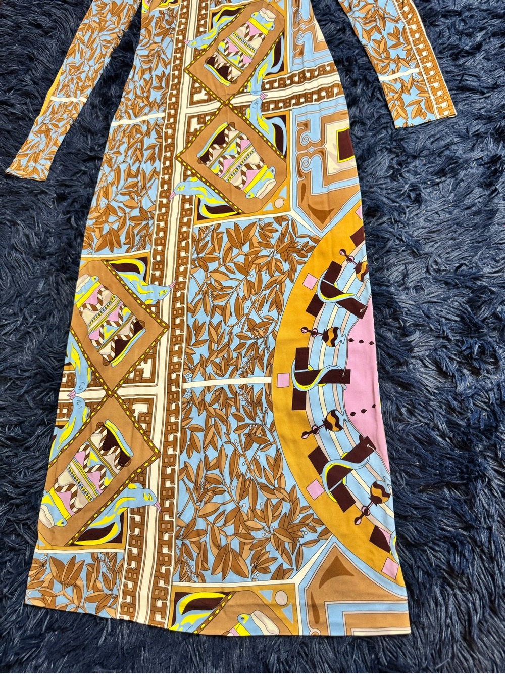 Tory Burch Geometric Garden Printed Mock-Neck Midi Dress. Size 2 - Picture 12 of 14